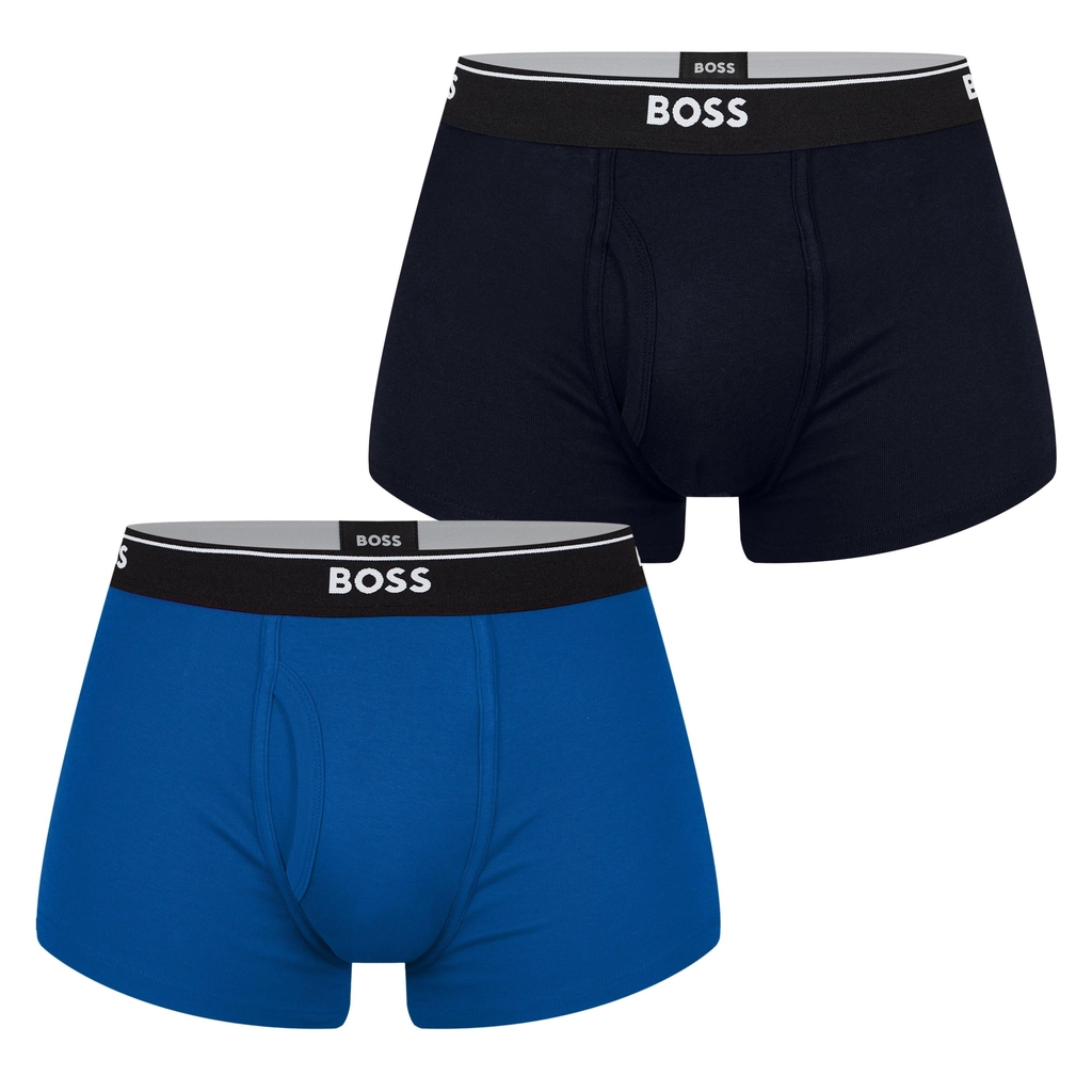Hugo Boss 2 Pack Logo Waistband Trunks - Navy/Blue